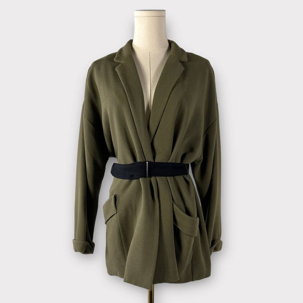 Bershka Open Front Belted Blazer Jacket Size Large NEW